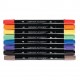 Carioci DERWENT Academy, cu 2 capete, varf tip pensula si ascutit, 8 buc/set, diverse culori