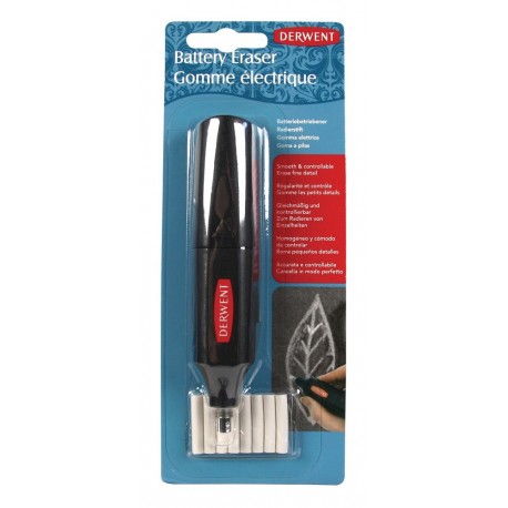 Radiera electrica DERWENT Professional, cu baterii, 8 rezerve incluse, negru