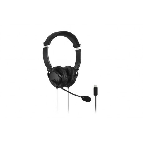 Casti Kensington, reglabile, microfon cu anulare sunet inclus, conexiune cablu USB-C 1.8 m, nergu