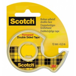 Dispenser cu banda dublu adeziva transparenta, 12mm x 6.3m, 3M - SCOTCH