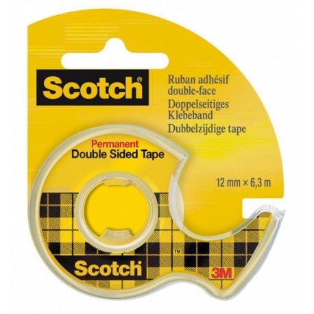 Dispenser cu banda dublu adeziva transparenta, 12mm x 6.3m, 3M - SCOTCH