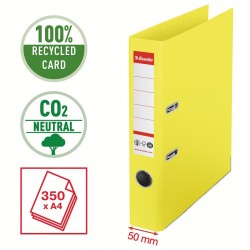 Biblioraft Esselte No.1 Power Recycled, carton cu amprenta CO2 neutra, A4, 50 mm, galben