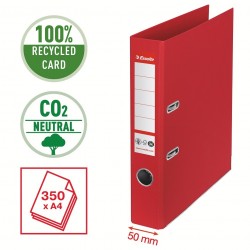 Biblioraft Esselte No.1 Power Recycled, carton cu amprenta CO2 neutra, A4, 50 mm, rosu