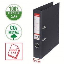 Biblioraft Esselte No.1 Power Recycled, carton cu amprenta CO2 neutra, A4, 50 mm, negru
