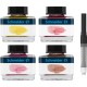 Set cerneala pastel SCHNEIDER, cutie cadou, 4 x 15ml lemon cake, blush, rose, cognac + 1 convertor