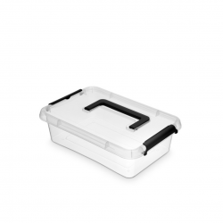 Container plastic cu capac, transparent, ORPLAST Simple box - capacitate 3.1L - cu maner