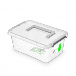 Container plastic cu capac, transparent, antibacterial, ORPLAST Nanobox - capacitate 4.5L - cu mane