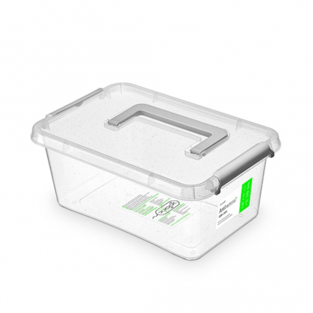 Container plastic cu capac, transparent, antibacterial, ORPLAST Nanobox - capacitate 4.5L - cu mane