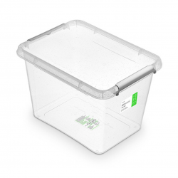 Container plastic cu capac, transparent, antibacterial, ORPLAST Nanobox - capacitate 19L