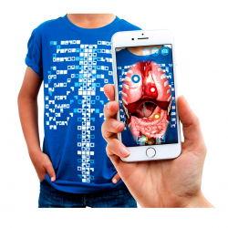 Tricou pentru adulti AR (Realitate Augmentata), Curiscope Virtuali Tee, Corpul uman, marimea L