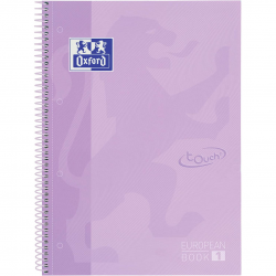 Caiet cu spirala, OXFORD Europeanbook 1, A4+, 80 file-90g/mp, hardcover mov pastel, Scribzee-mate