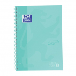 Caiet cu spirala, OXFORD Europeanbook 1, A4+, 80 file-90g/mp, hardcover turcoaz pastel, Scribzee-dic