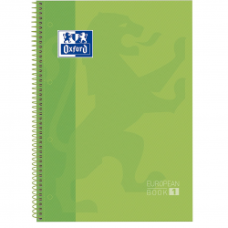Caiet cu spirala, OXFORD Europeanbook 1, A4+, 80 file-90g/mp, hardcover verde, Scribzee-mate
