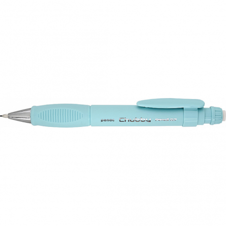 Creion mecanic PENAC Chubby, rubber grip, 0.7mm, con si varf metalic, radiera retractabila, sky blue