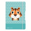 CAIET MY.BOOK FLEX A5 40F DICTANDO, CUTE ANIMALS TIGER, ELASTIC GRI