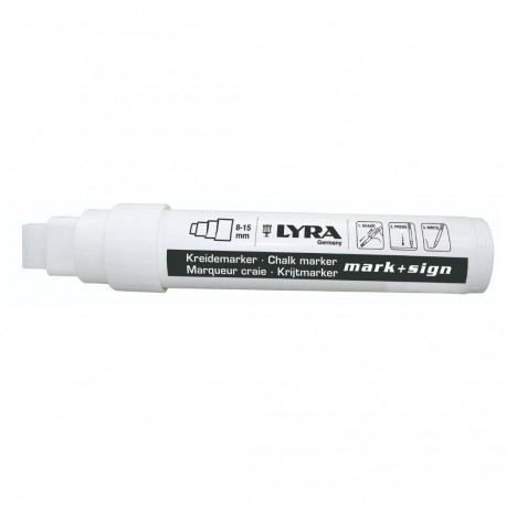 Marker cu creta, pentru table de scris, varf 15mm, LYRA - alb