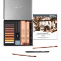 Set creioane pentru desene si schite, 25 piese/set, tonuri de maro, LYRA