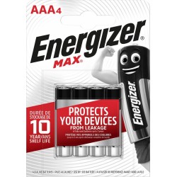 Baterii Max AAA, LR03, 1.5V, 4 buc/set, Energizer, dureaza cu 50% mai mult decat cele alkaline