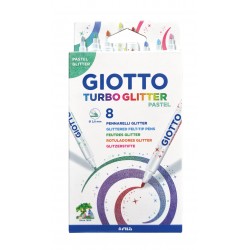 Carioca cu sclipici, 8 culori/blister, GIOTTO Turbo Glitter