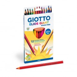 Creioane colorate, cutie carton, 12 culori/set, GIOTTO Elios Giant