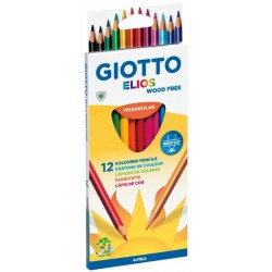 Creioane colorate, cutie carton, 12 culori/set, GIOTTO Elios