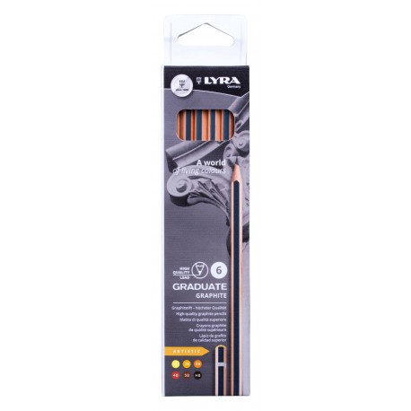 Creion grafit LYRA Graduate, 6 buc/cutie, pentru desen artistic
