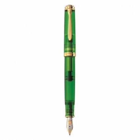 STILOU SOUVERAN M800 F GREEN DEMONSTRATOR, PENITA AUR 18K, ACCESORII PLACATE CU RODIU, CUTIE CADOU