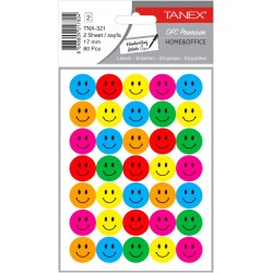 Stickere decorative, 2 file/set, TANEX Kids - Smile face, D19mm - color mix