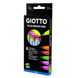 Carioca, varf flexibil (tip pensula), 6 culori/cutie, GIOTTO Turbo Soft Brush - culori neon