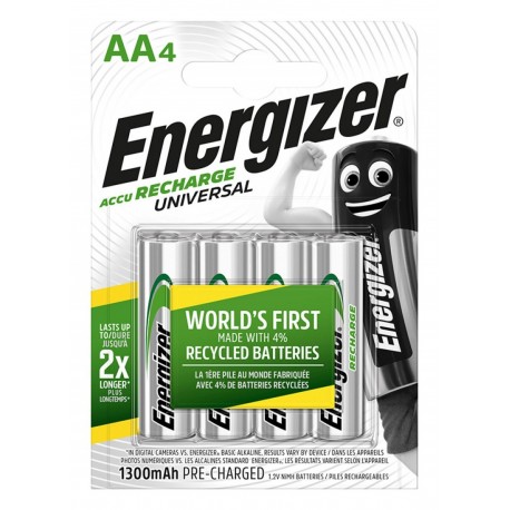 Baterii reincarcabile universale, AA, LR6, 1.2V, 1300mAh, 4 buc/set, Energizer