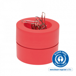 Suport pentru agrafe, forma rotunda - D73mm, H60mm, din plastic reciclat, ECO MAUL - rosu
