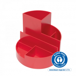 Suport pentru instrumente de scris, 6 compartimente, din plastic reciclat, ECO MAUL - rosu
