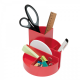 Suport pentru instrumente de scris, 6 compartimente, din plastic reciclat, ECO MAUL - rosu