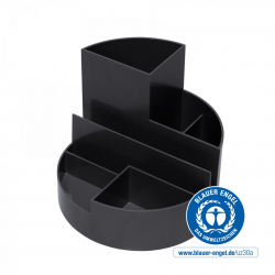 Suport pentru instrumente de scris, 6 compartimente, din plastic reciclat, ECO MAUL - negru