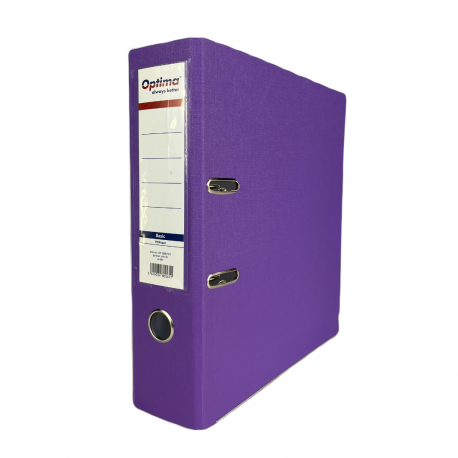 Biblioraft A4, plastifiat PP/paper, margine metalica, 75 mm, Optima Basic - violet