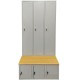 Vestiar metalic Premium 3+3 compartimente (3 usi imbracaminte + 3 usi incaltaminte) SI BANCUTA, 900x800x2156 mm (LxlxH), PLUS