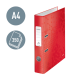 Biblioraft LEITZ 180 WOW, carton laminat, partial reciclat, FSC, A4, 52 mm, rosu