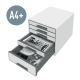 Cabinet cu sertare LEITZ WOW, 5 sertare, PS, reciclabil, A4, cu tavita organizare, alb-rosu