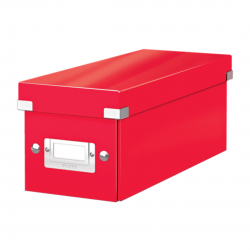 Cutie depozitare LEITZ WOW Click&Store, carton laminat, pliabila, cu capac, 14x13x35 cm, rosu