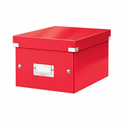 Cutie depozitare LEITZ WOW Click&Store, carton laminat, pliabila, cu capac, 22x16x28 cm, rosu