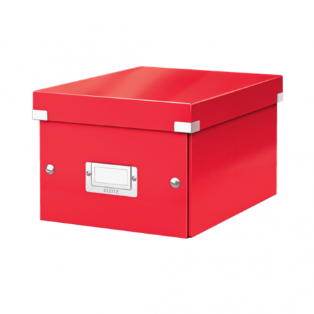 Cutie depozitare LEITZ WOW Click&Store, carton laminat, pliabila, cu capac, 22x16x28 cm, rosu