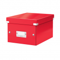 Cutie depozitare LEITZ WOW Click&Store, carton laminat, pliabila, cu capac, 22x16x28 cm, rosu