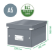 Cutie depozitare LEITZ WOW Click&Store, carton laminat, pliabila, cu capac, 22x16x28 cm, rosu