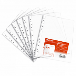 Folie protectie pentru documente A4, 30 microni, 100 folii/set, Optima - transparent