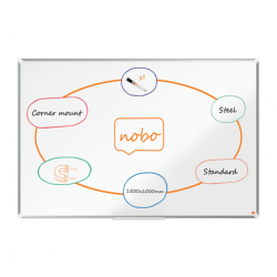 Tabla NOBO Premium Plus, otel lacuit, 150x100 cm, magnetica, include marker si tavita, alb