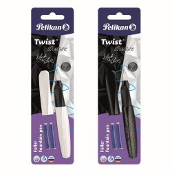 STILOU TWIST STRUCTURE PENITA M, GRIP ERGONOMIC, AMBIDEXTRU, 2 REZERVE ALBASTRE INCLUSE, 2 CULORI ALB/NEGRU, BLISTER