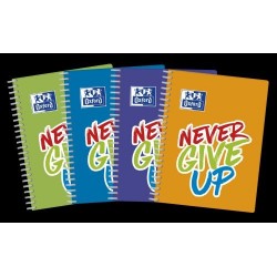 CAIET OXFORD NEVER GIVE UP, A5, 80 FILE, HARTIE OPTIK 90G/MP, COPERTA SOFT TOUCH, SPIRA DUBLA, DIVERSE CULORI, PATRATELE