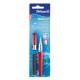 STILOU PELIKANO, PENITA A,CU GRIP PENTRU DREPTACI, ROSU,CU 2 PATROANE, BLISTER
