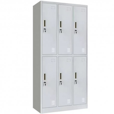 Vestiar metalic Premium 6 usi (3x2) 900x450x1800 mm (LxlxH), Neasamblat, PLUS