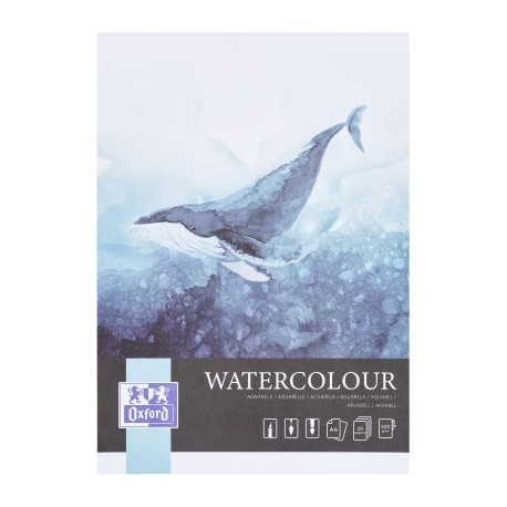 BLOC DESEN OXFORD WATERCOLOUR A4, 20 FILE, HARTIE 300G/MP, LIPIT 4 LATURI, FSCÂ® MIX70%, COLECTIA ARTISTIC